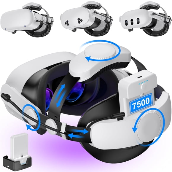 Correa para Cabeza VR Kawaye con 2 Baterías de 7500mAh para Meta Quest 3S/2