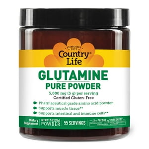 Suplemento Country Life De Glutamina Pura En Polvo, 145 Ml, 55 Porciones