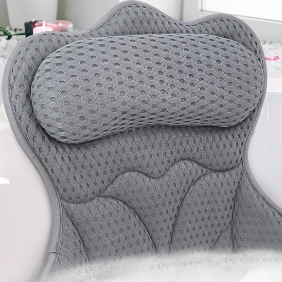 Almohada De Baño Para Bañera Con 6 Ventosas Antideslizantes Color Gris