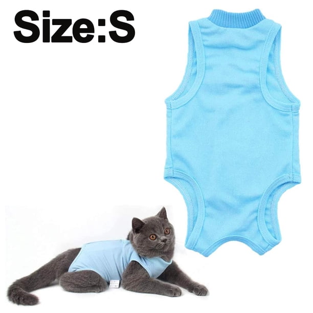 Traje de recuperación profesional para gatos, ideal para heridas abdominales o enfermedades de la piel. Alternativa al collar isabelino para gatos y perros. Uso posoperatorio para evitar lamidos.