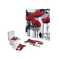 Mylhogar - Set De Baño 5 Piezas Cortina Mas Alfombras Mas Forro De Ducha