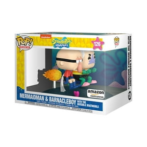 Figura De Acción Funko Pop! Monta Deluxe Con Bob Esponja, Mermaid Man Y Barnacle Boy Con Un Barco Móvil Invisible
