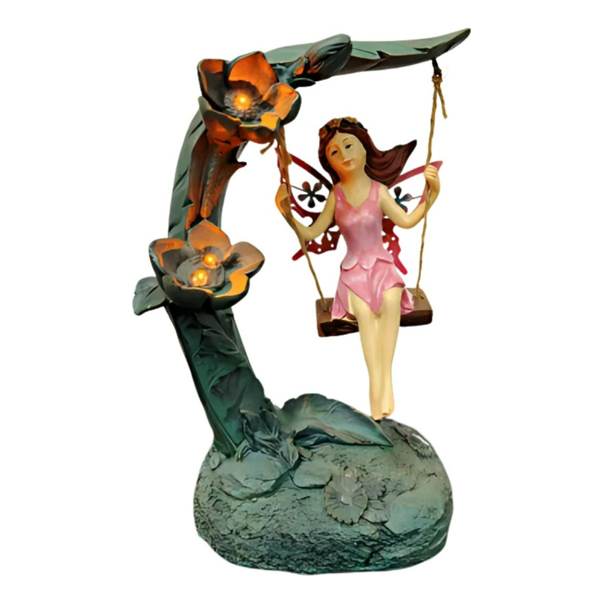 Genérico - Figura Decorativa Hada Columpio Jardín Adorno Solar Jhn