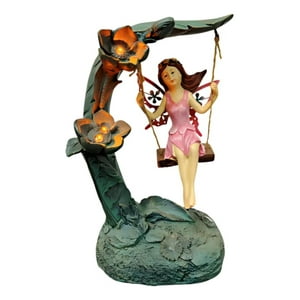 Genérico - Figura Decorativa Hada Columpio Jardín Adorno Solar Jhn