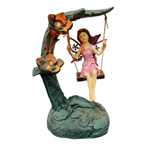 Genérico - Figura Decorativa Hada Columpio Jardín Adorno Solar Jhn
