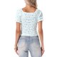 thumbnail image 3 of INSPIRE CHIC Elegante Top Corto con Nido de Abeja para Mujeres Regreso a Clases Ajuste Ceñido Blusa Campesina Floral Azul Blanco XL, 3 of 6