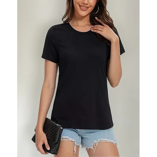 Pack 3 Camiseta Básica Manga Corta Con Bambú Mujer 3 Negro Liso Xxl