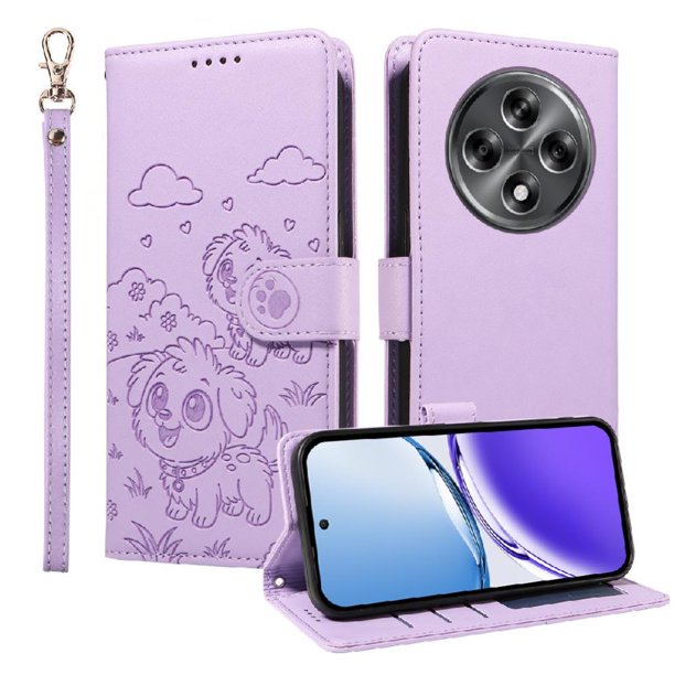 Funda Billetera FOXDOCK Compatible con Realme 13 5G, Diseño Perrito Tierno, Ranuras para Tarjetas y Soporte Plegable