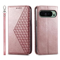 Funda Flip Foxdock Para Google Pixel 9 , Estilo Billetera Con Diseño Rombo, Correa De Mano Y Soporte, Uso Diario