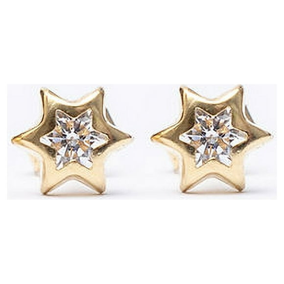 Aros Mujer Oro Amarillo 18 kts Estrella Circon Blanco