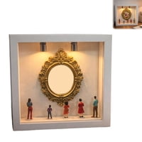 Unbrand - Diy Miniature Silhouette Box, Wood Shadow Box Frame With 5 Figurines & Gold Photo Frame, Custom Memory Gallery Kit, Perfect Keepsake Gifts For Mothers Day, Fathers Day And Weddings