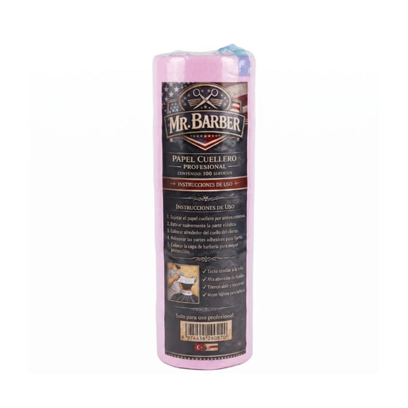 Pack 5 Rollos Papel Cuello Barbería Peluquería Rosado