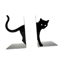 Bothyi - Sujetalibros De Gato, Escultura De Gato Negro, Soporte De Libros De Metal Para El Escritorio Del Hogar, Sala De Estar B