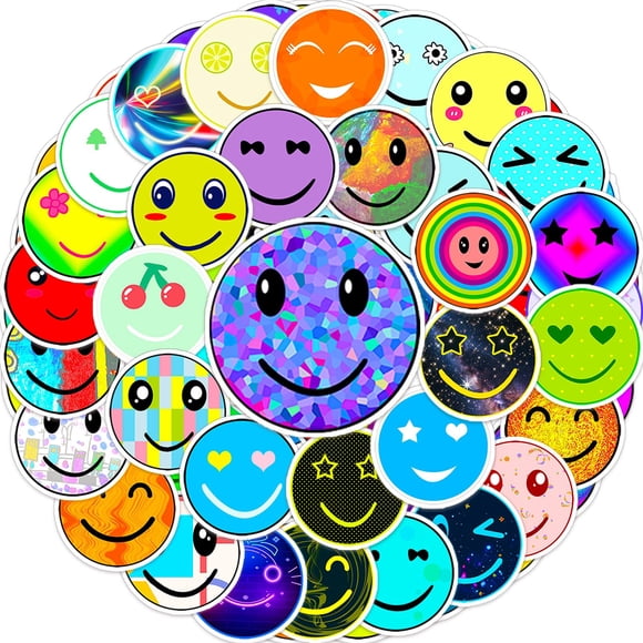 Stickers Kedikamodi de 100 piezas, vinilo impermeable con caras felices