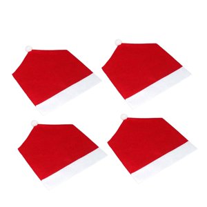 Magideal - 4 Fundas Navideñas Para Silla, Gorro De Papá Noel, Funda Para Respaldo De Silla, Tela Decorativa Para Festivales Y Fiestas, Ideal Para Decoración Del