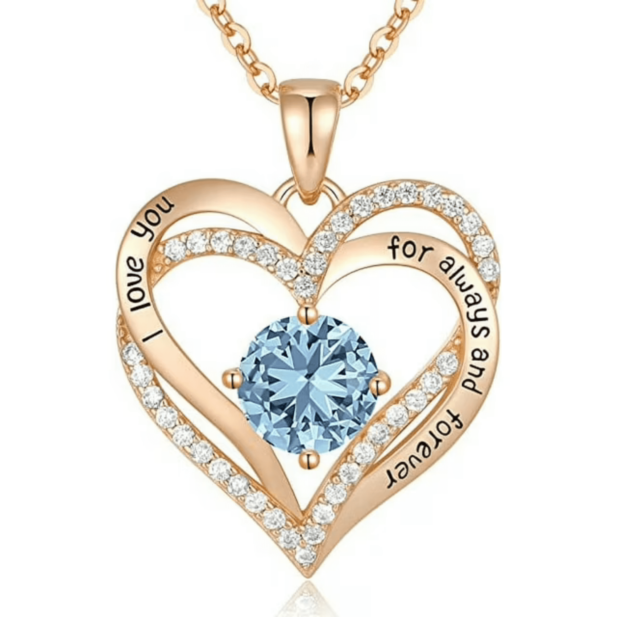Heshpaws - Collar Colgante De Amor De Amor Con Piedra De Nacimiento Zirconia, Regalo De Joyería De Las Mujeres Para La Navidad, Cumpleaños, Aniversario
