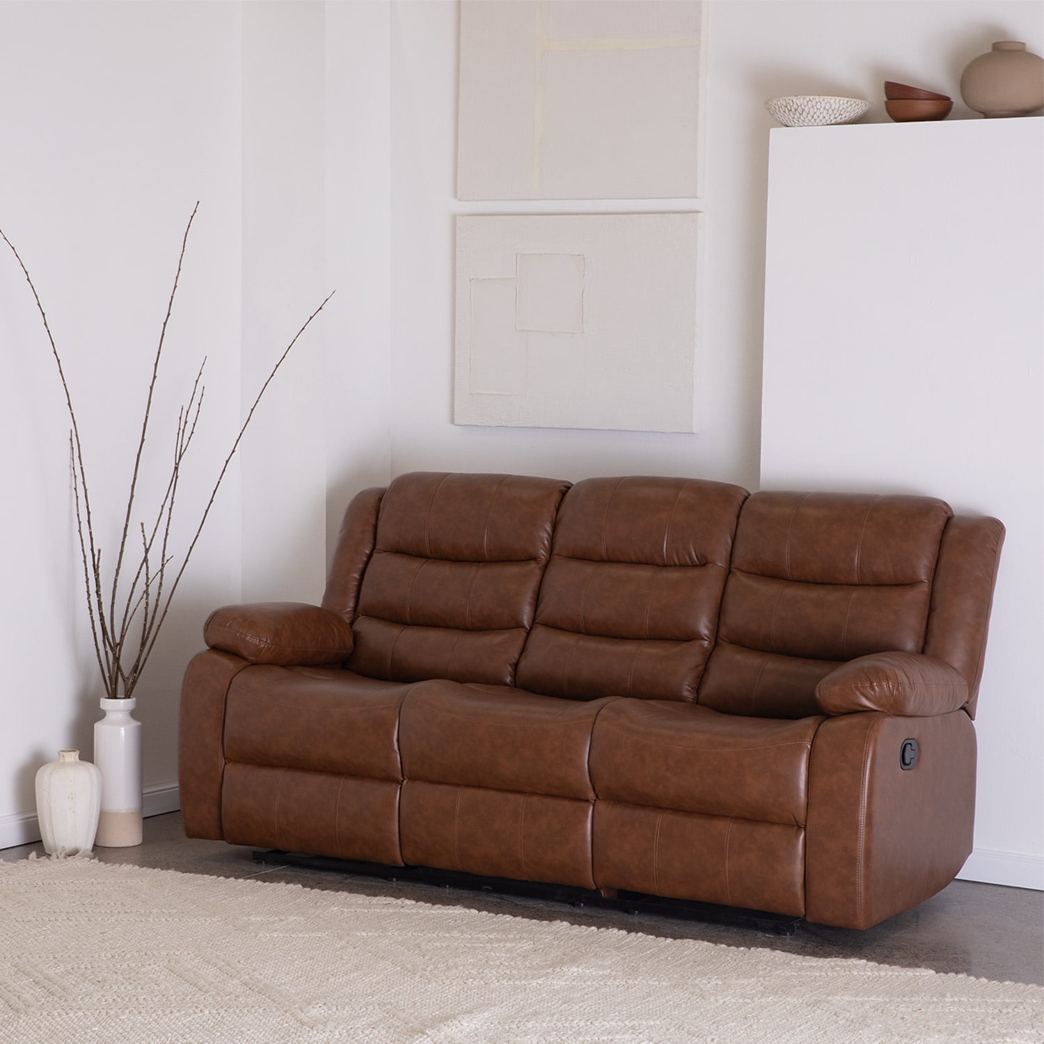 Daniels - Sofa 3 Cuerpos Reclinable Café Moderno Roma