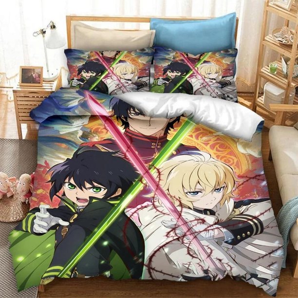 Anime Seraph of the End Mikaela Hyakuya Bedding Set Boys Girls Twin Size Duvet Cover Pillowcase Bed Kids Adult Bed Sheets