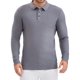 thumbnail image 1 of Camiseta de Polo de Manga Larga para Hombre de Color Sólido de Negocios Tejida XL Gris, 1 of 6