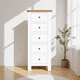 thumbnail image 1 of Cómoda "Kull" Minimalista 5 Cajones Mueble de Madera Slim - Blanco - 55x40x120 cm, 1 of 3