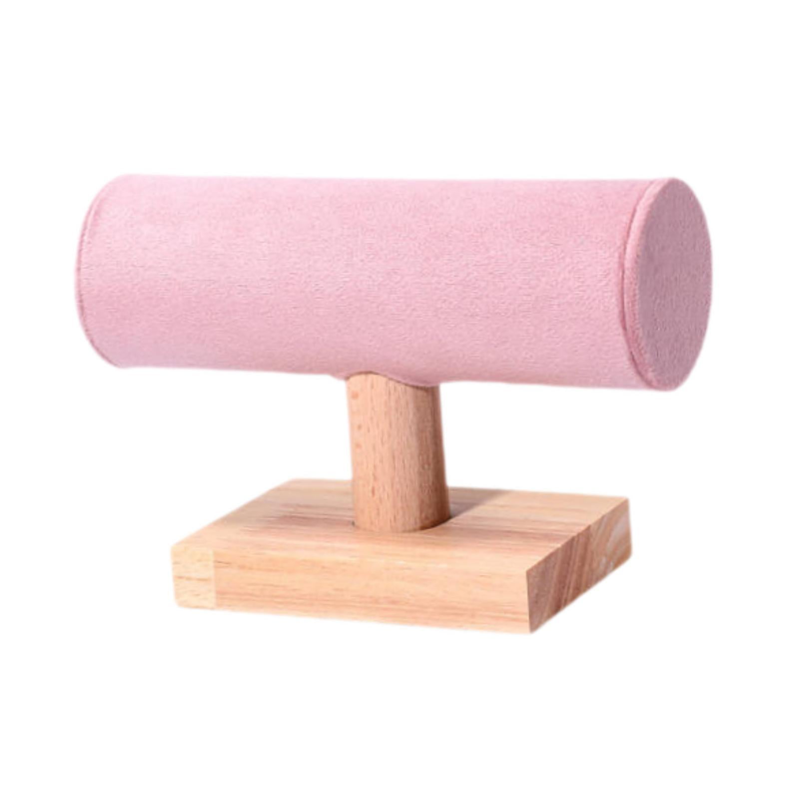 Ioensy - Expositor De Pulseras Con Barra En T Para Relojes De Pulsera, Para Hombre Y Mujer, Con Lazos Para El Pelo, Color Rosa