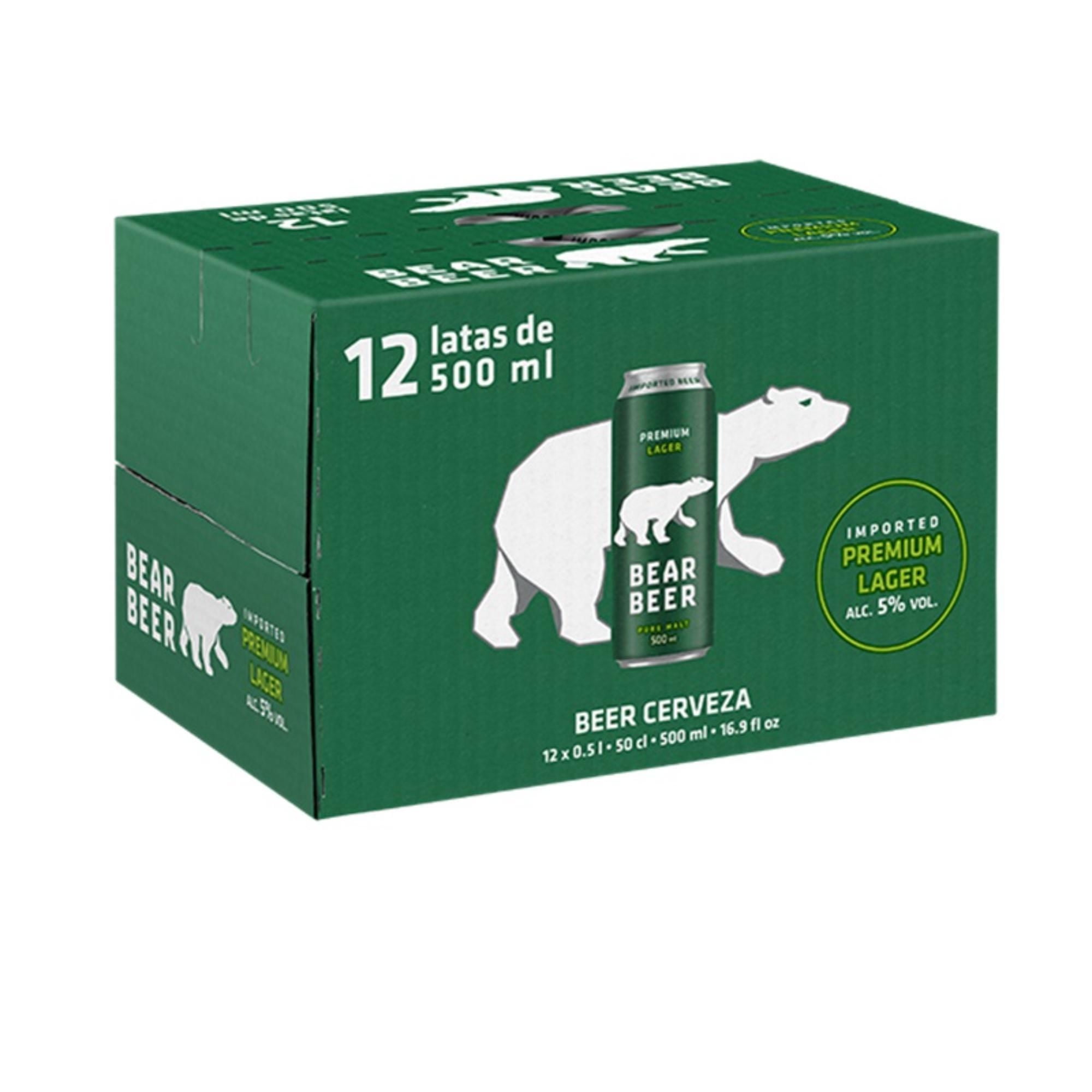Cerveza Lager 5° Pack 12 Latas 500 ml Bear Beer