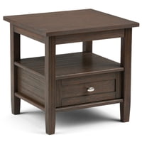Mesa Auxiliar Simplihome Warm Shaker De 50 Cm Con Cajón Y Estante De Madera