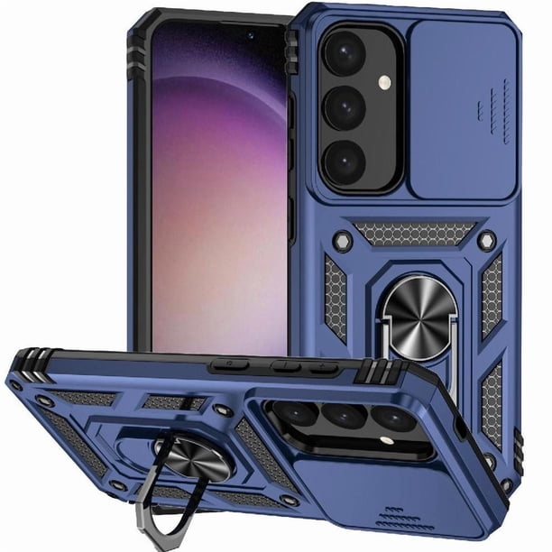 Funda Resistente Anillo Soporte Samsung Galaxy S25 Plus Privacidad Cámara Montaje Magnético Azul