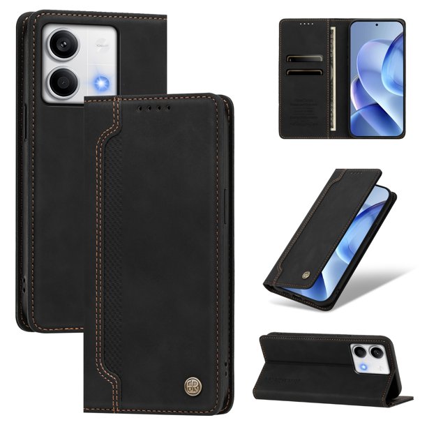 Funda Billetera para Xiaomi Redmi Note 13 5G Imán y Resistente Negro