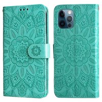 Funda Tipo Cartera Foxdock Para Iphone 12 Mini , Diseño Girasol En Relieve, Cuero Pu, Cierre Magnético, Soporte Y Tarjetero