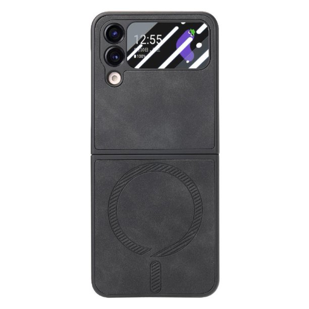 Magnetic Slim Case for Samsung Galaxy Z Flip 4 with Camera Guard & Anti-Scratch Back Black