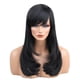 thumbnail image 4 of Peluca De Cabello Humano Recto Ondulado Largo Natural Pelucas Negras Flequillo Lateral Para Mujeres, 4 of 5