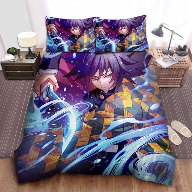 Demon Slayer Giyu Tomioka Digital Artwork Quilt Duvet Cover Set Comforter Cover3-Piece Bedding Set