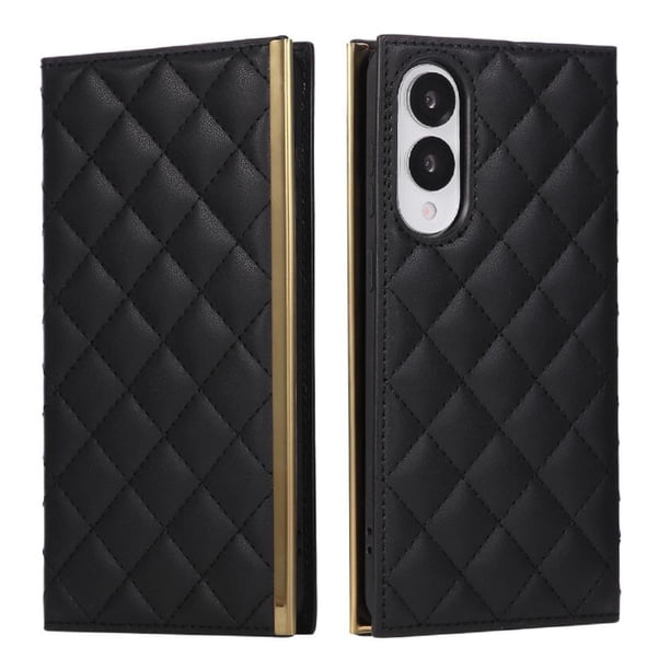 Funda Tipo Cartera Acolchada con Correa para Samsung Galaxy S25 EdgeNegro