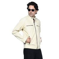 Chaqueta Cuero Sharo Classic Leather Ivory Hombre