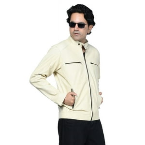 Chaqueta Cuero Sharo Classic Leather Ivory Hombre