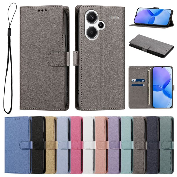 Cartera para Xiaomi Redmi Note 13 Pro Plus 5G con Bolsillo de Tarjetas, Gris