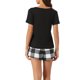 thumbnail image 3 of INSPIRE CHIC Conjunto de Pijama de Cuadros para Mujer, Mezcla de Algodón Suave, Camiseta de Manga Corta y Pantalones Cortos con Bolsillos para Primavera Verano M Blanco, 3 of 5