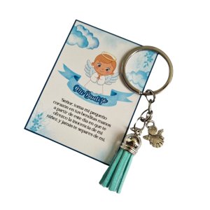 Chiquillos.Cl - Recuerdos Encintados Bautizo 12 Llaveros + Tarjetas Bautismo