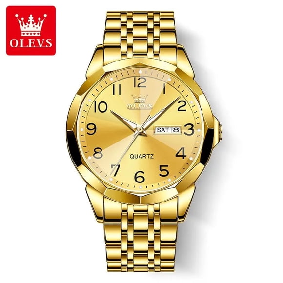 Reloj Dorado de Acero Inoxidable para Hombre Estilo Lujo y Deportivo para uso diario