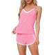 thumbnail image 1 of INSPIRE CHIC Conjuntos de Pijamas para Mujer Sin Mangas Ropa de Dormir Tejido de Canalé con Encaje Recortado Camiseta de Tirantes con Pantalones Cortos Conjuntos de Lencería XL Rosa Brillante, 1 of 6