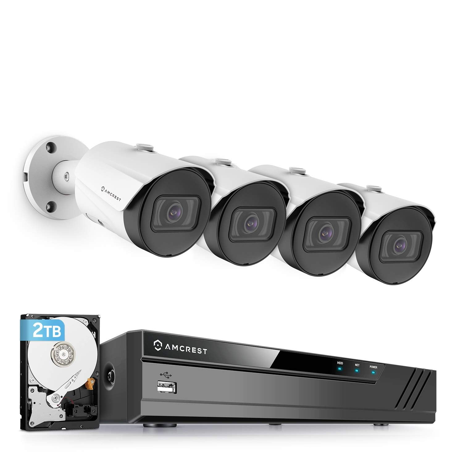 Sistema De Cámaras De Seguridad Amcrest 5mp 4k 8ch Nvr Con 4 Cámaras
