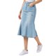 thumbnail image 4 of INSPIRE CHIC Falda de Mezclilla Cola de Pescado para Mujeres de Regreso a Clases Falda Midi Ajustada Lavada Azul Claro S, 4 of 6