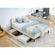 thumbnail image 2 of Full Size Upholstered Platform Bed Frame with 2 Storage Drawers, Adjustable Velvet Sofa Bed, Beige, 2 of 3