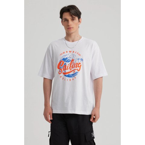 Fashionspark - Polera Hombre Print Central Blanco - Vi