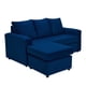 thumbnail image 4 of Living Bi-L Sofa 3 Cuerpos En L + 2 Poufs Felpa Azul Marino, 4 of 6