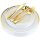 thumbnail image 1 of Juego de platos de plástico Stock Your Home de 125 piezas, blanco/dorado, 1 of 7