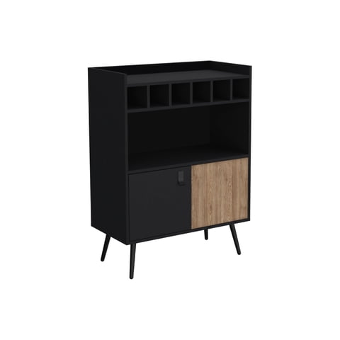 Fmfurniture - Bar Bajo 2 Puertas 6 Botelleros Fm-007N Negro