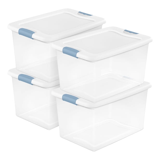 Caja organizadora Sterilite de 4 unidades, 61 L, transparente, con cierre a presión