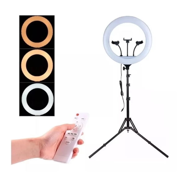 Aro De LUZ LED Profesional 45cm USB Tripode 2m Negro